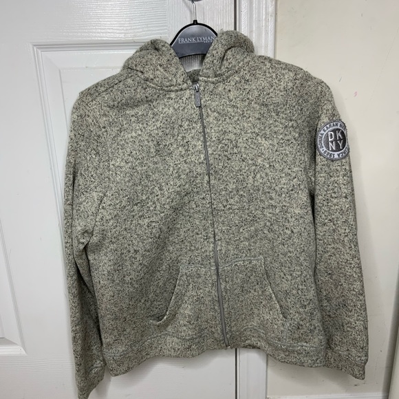 DKNY Knit Zip Up Hoodie with Sheepskin Interior - Picture 8 of 8